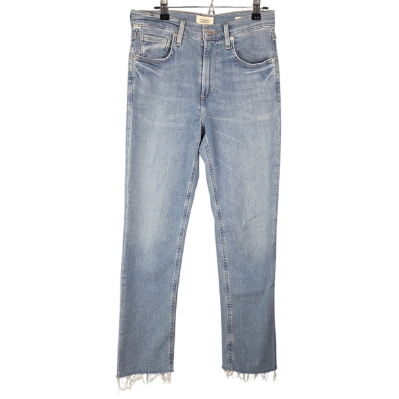 Citizens Of Humanity Denim - Citizens of Humanity Women's 26 Light Wash Straight Leg Jeans Frayed Hem Isola
